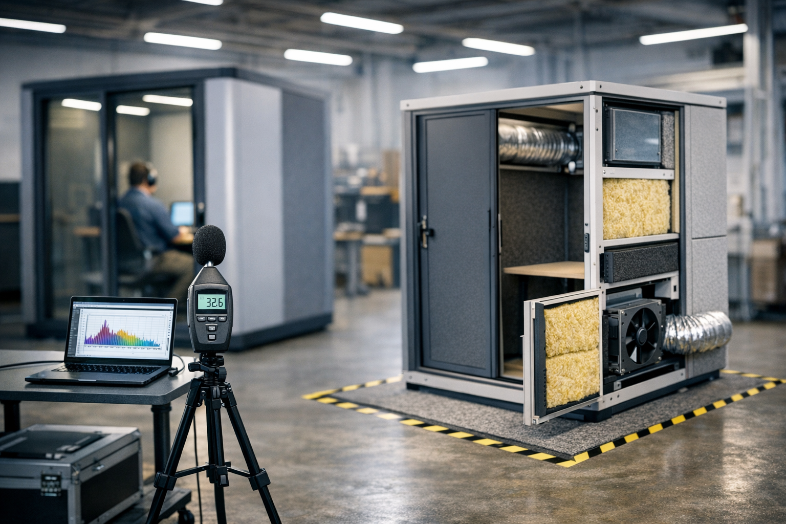 Ventilatie en akoestiek in geluidscabine