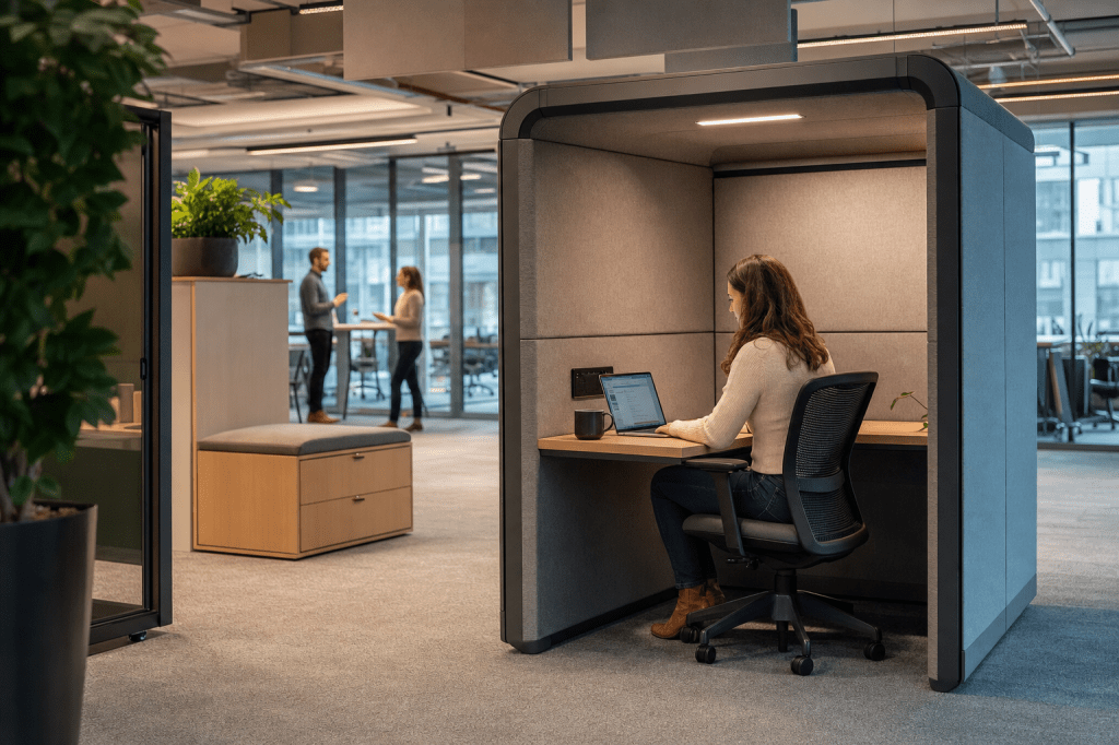 Hoe richt je een akoestische werkplek in die voldoet aan de richtlijnen voor spraakprivacy in een open&nbsp;kantoor?