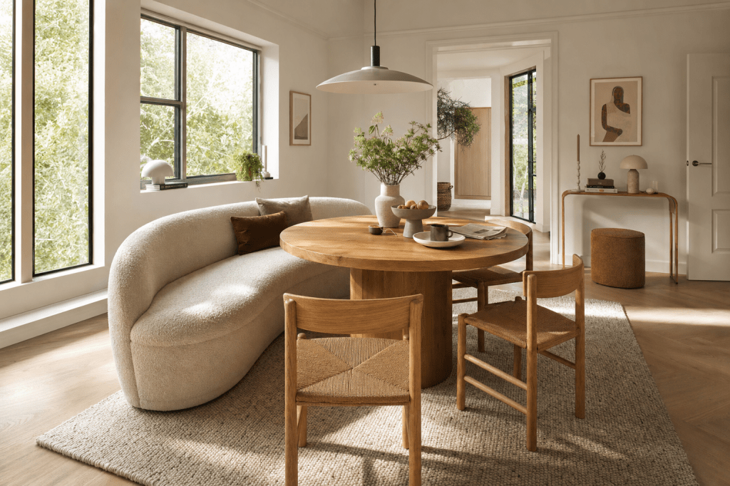 Hoe combineer je een halfronde eetkamerbank met de juiste ronde of ovale eettafel voor optimale zitplaatsen en&nbsp;loopruimte?