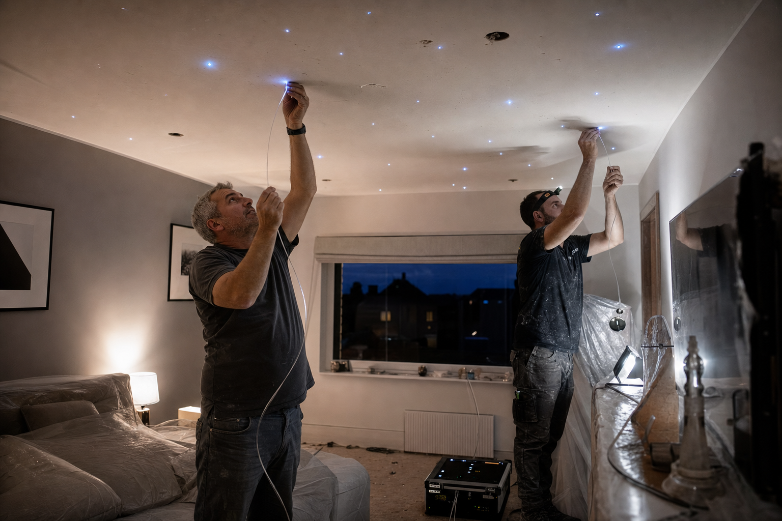 Sterrenplafond installatie in bestaande kamer