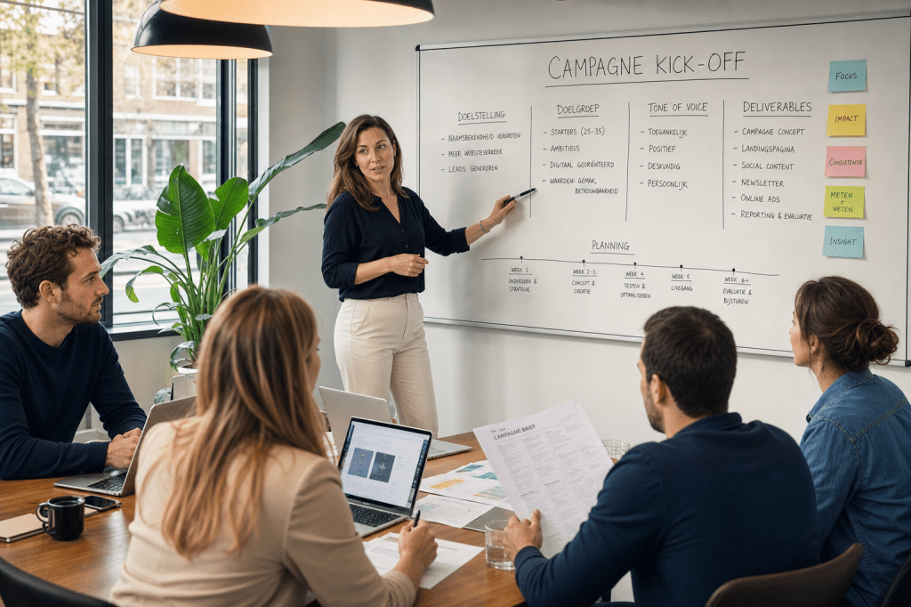Hoe stel je een effectieve briefing op voor een communicatieprofessional zodat doelen, doelgroep, tone of voice en deliverables meteen helder&nbsp;zijn?